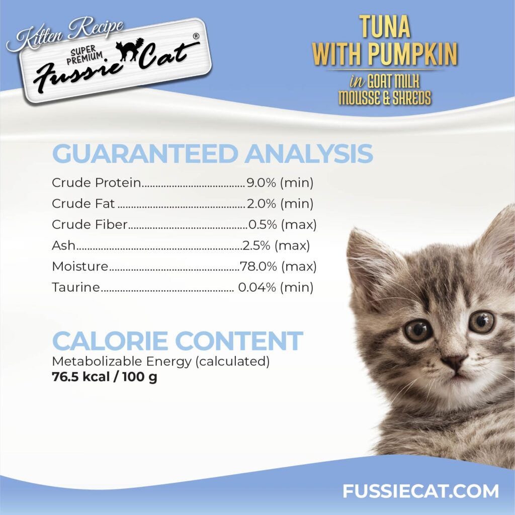Fussie Cat Tuna with Pumpkin In Goat Milk Mousse &amp; Shreds Kitten Recipe