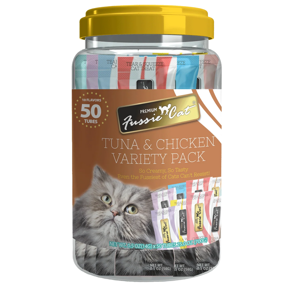 Fussie Cat Tuna &amp; Chicken 10 Flavor Variety Pack - 50 Count