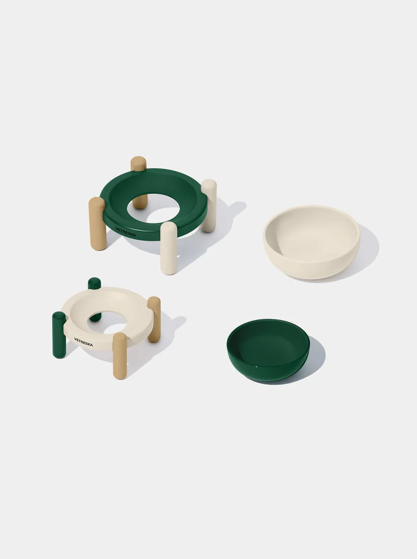 Vetreska Santal Forest Ceramic Pet Bowl &amp; Mat Set
