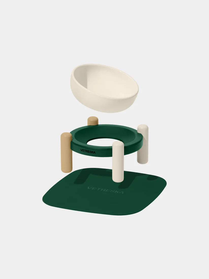 Vetreska Santal Forest Ceramic Pet Bowl &amp; Mat Set