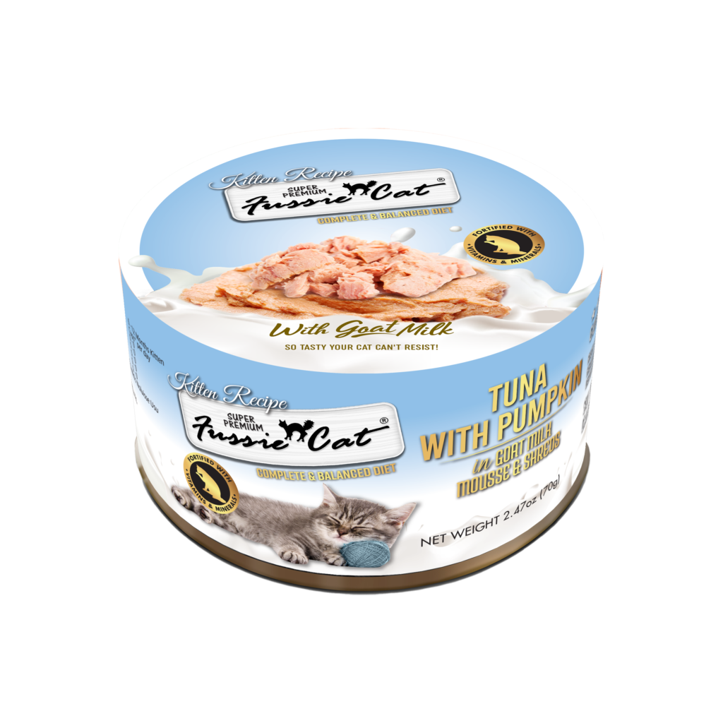 Fussie Cat Tuna with Pumpkin In Goat Milk Mousse &amp; Shreds Kitten Recipe
