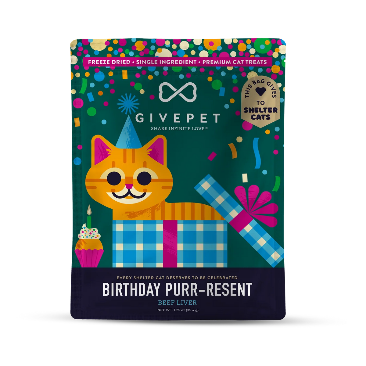 GivePet Birthday Purr-resent Freeze-Dried Cat Treats