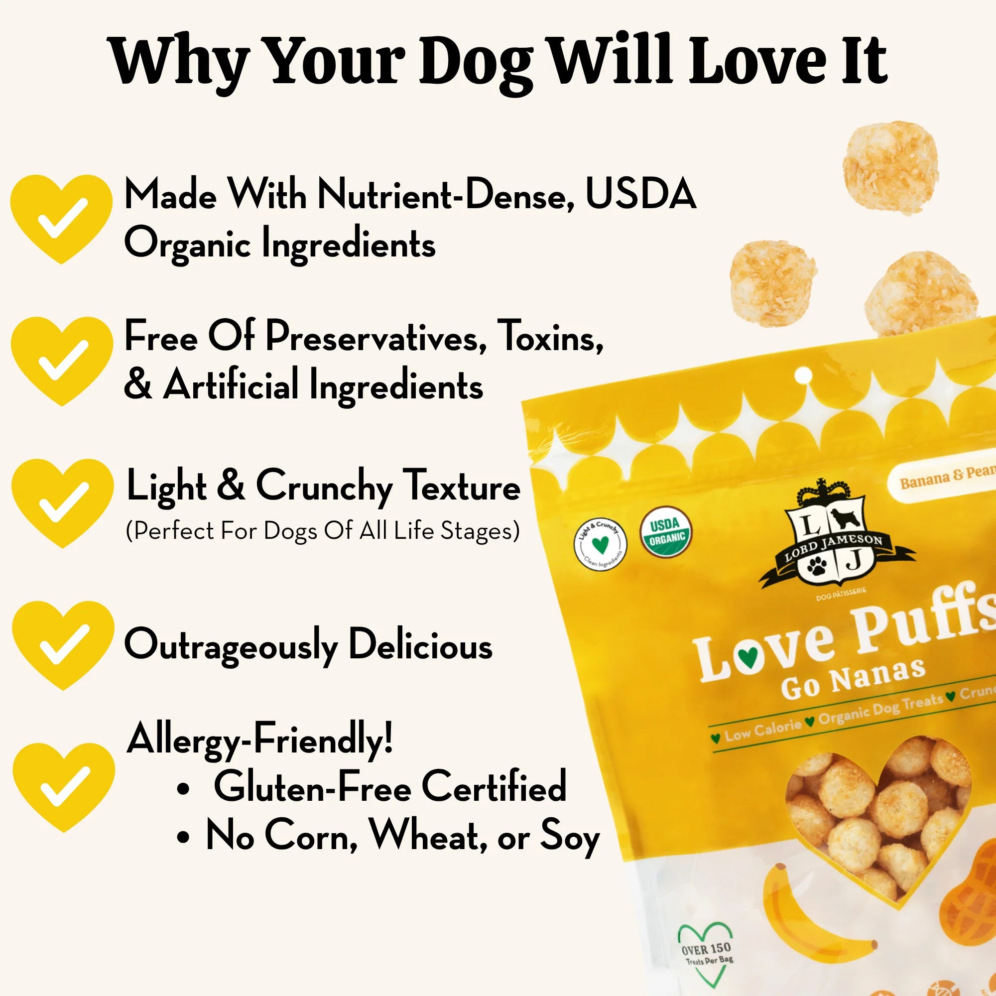 Lord Jameson Go Nanas Love Puffs Organic Dog Treats