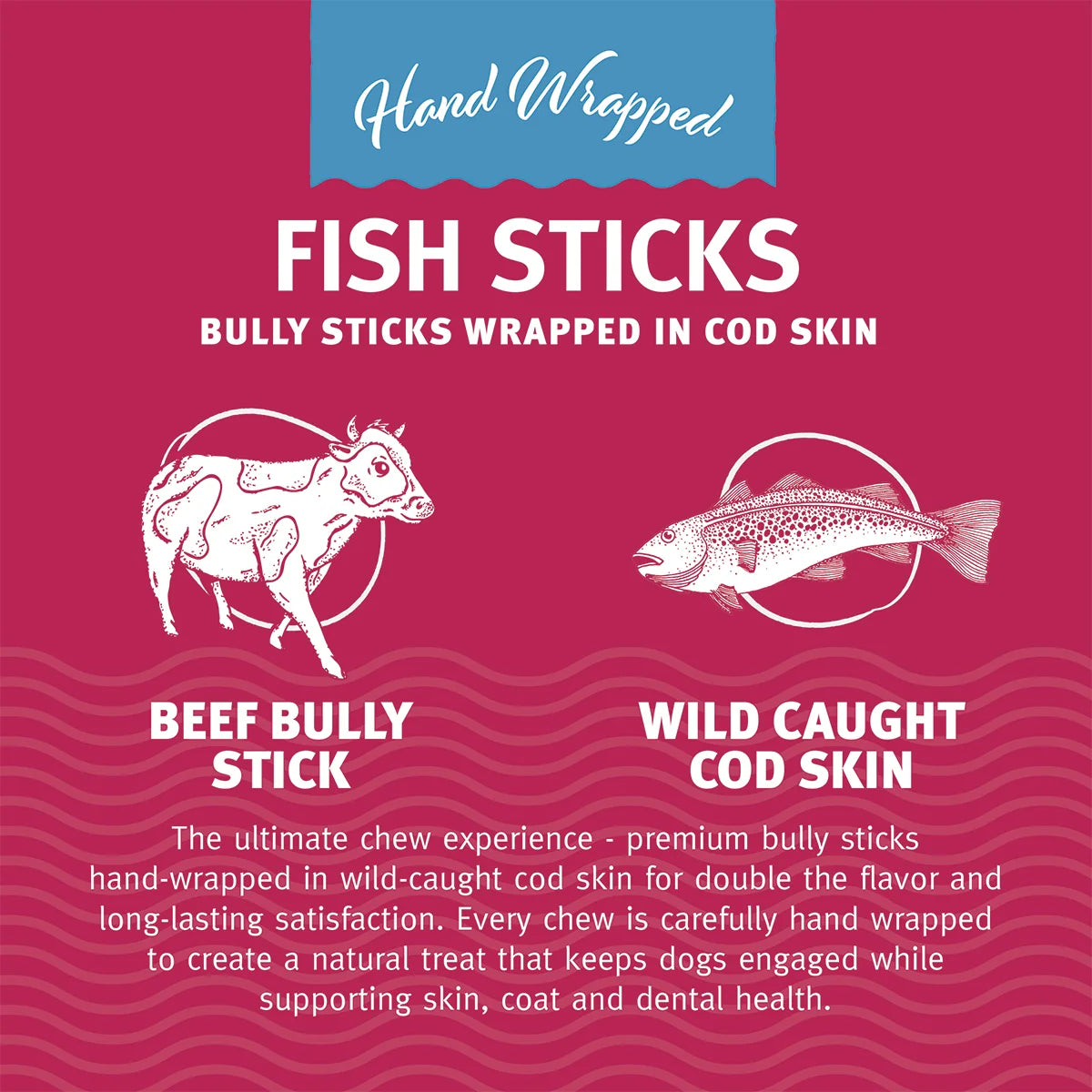 Icelandic Fish Sticks - Cod Wrapped Bully Sticks for Dogs