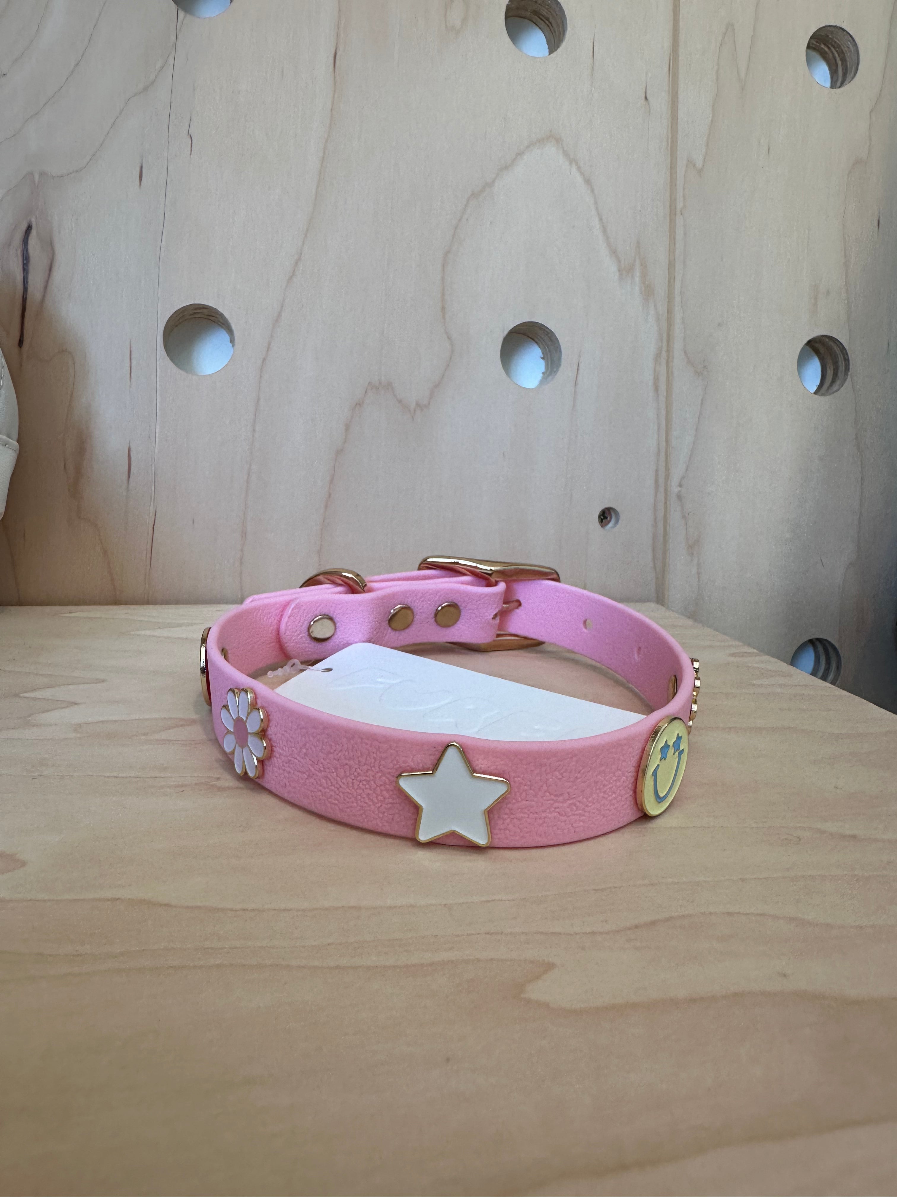 Furei Pets - Daisy, Smiley & Star Custom Collar - Tulip Pink