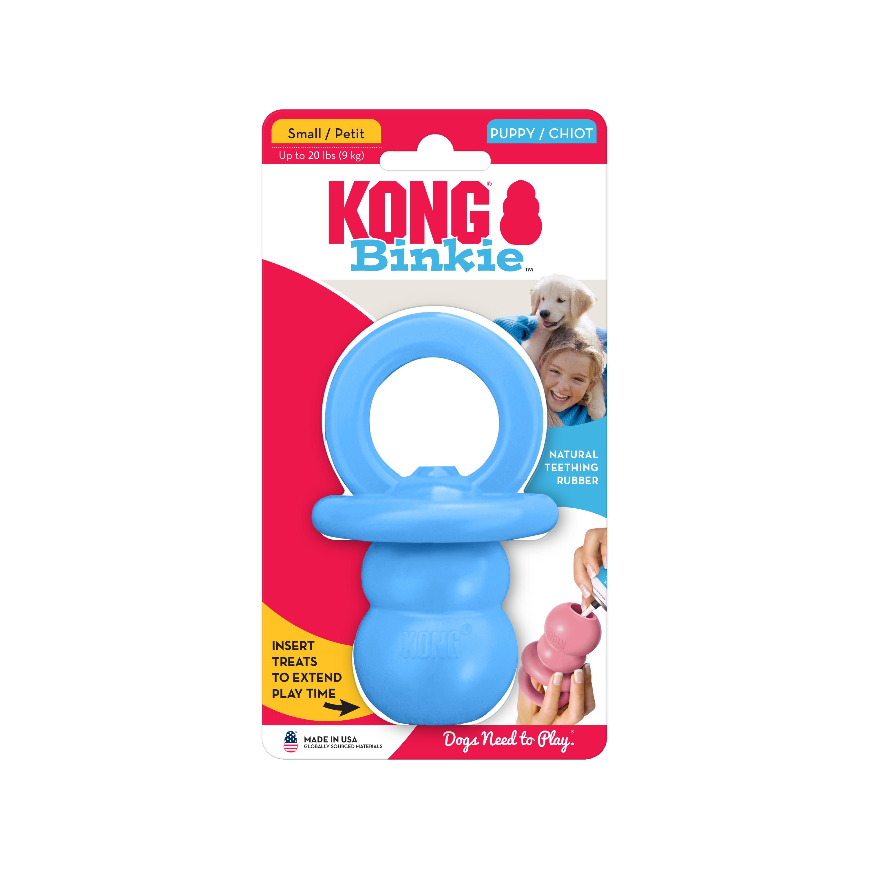 KONG Puppy Large Teething Chew Toy Treat Dispenser Rubber Blue