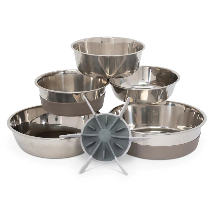 Messy Mutts Universal Slow Feeder Bowl Insert with Suction, 7.5", Cool Grey