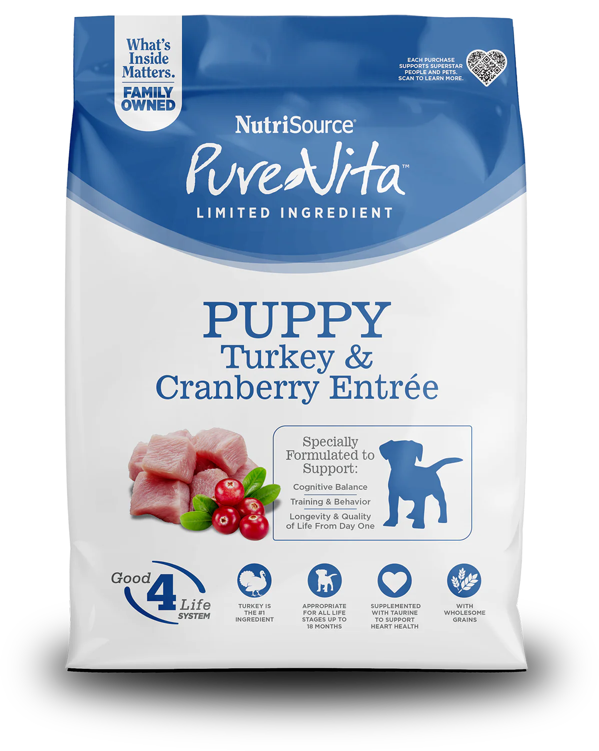 Nutrisource Pure Vita - Puppy Turkey &amp; Cranberry Entrée