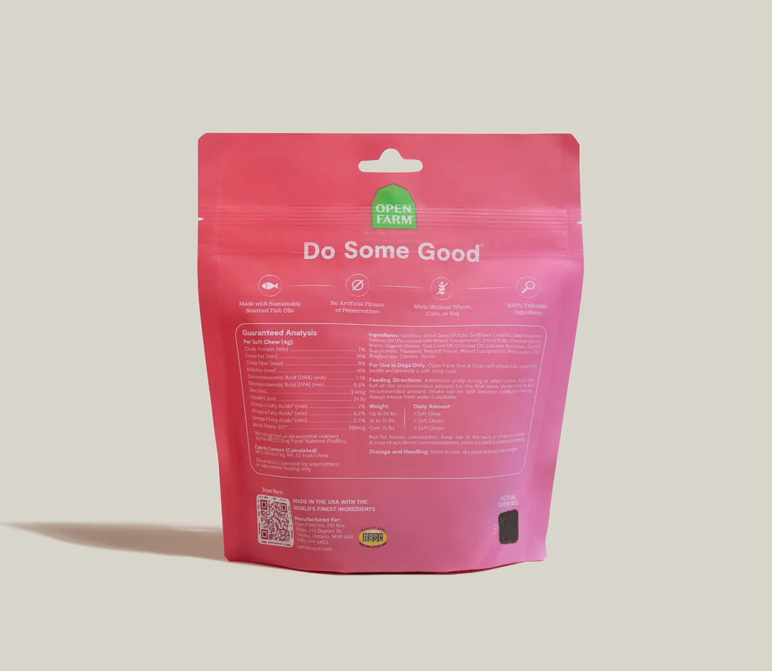 Open Farm Skin &amp; Coat Supplement Chews for Dogs