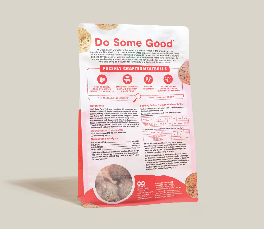 Open Farm Grass-Fed Beef &amp; Pork Freshly Crafted Meatballs for Dogs