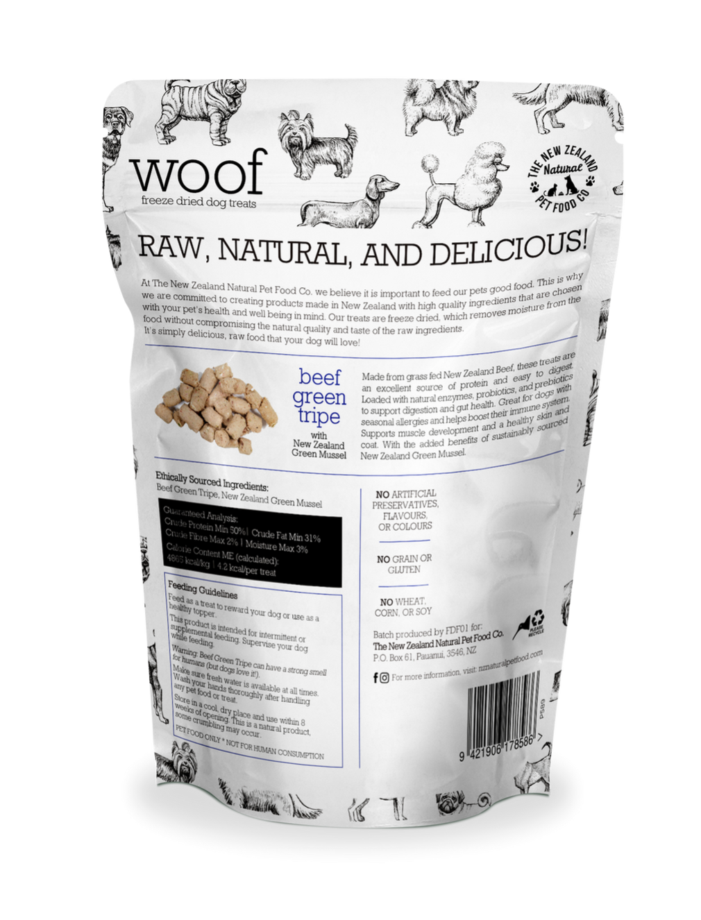 The NZ Natural Pet Food Co. - Freeze Dried Beef Tripe & Green Mussel Treat