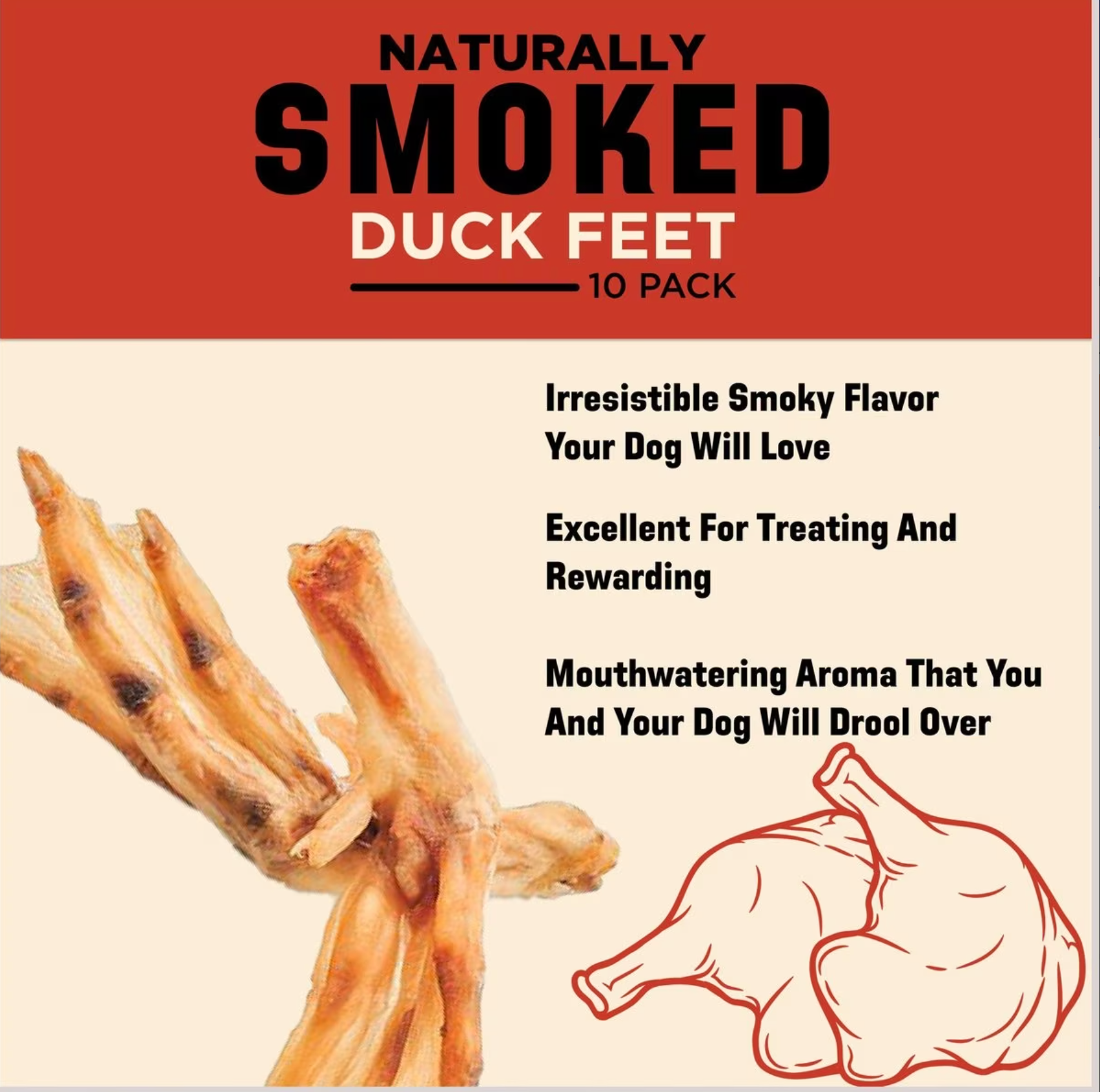 Barkworthies Smoked Duck Feet - 10pk