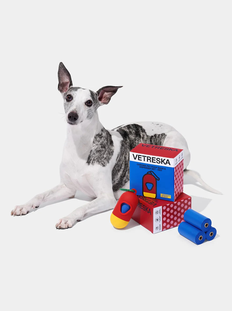 Vetreska Red Chroma Poop Bags &amp; Dispenser Set