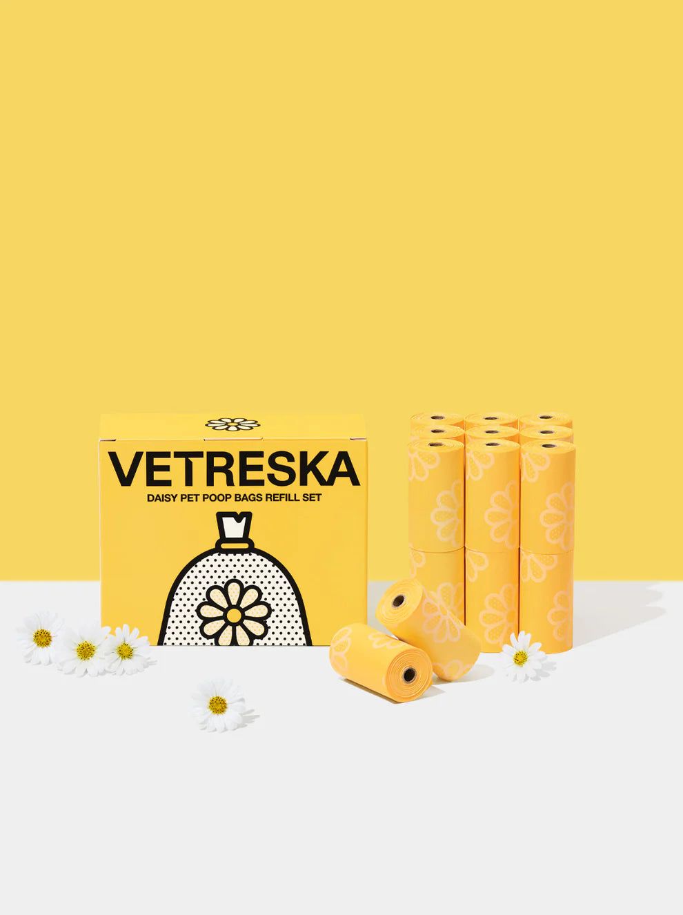 Vetreska Daisy Pet Poop Bags Refill Set - 20 rolls