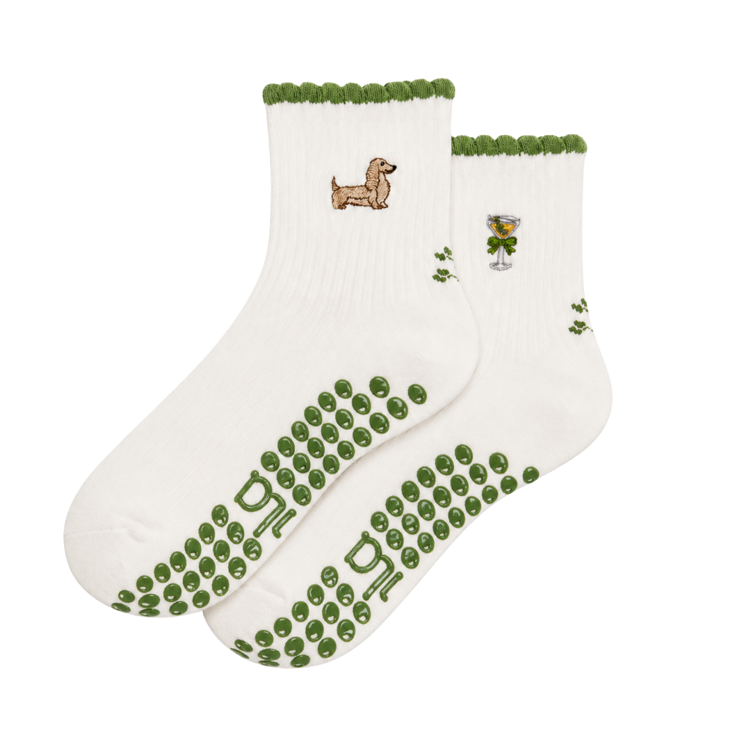 Almla Active - Dachshund &amp; Dirty Martini Double Sided Pilates Grip Sock