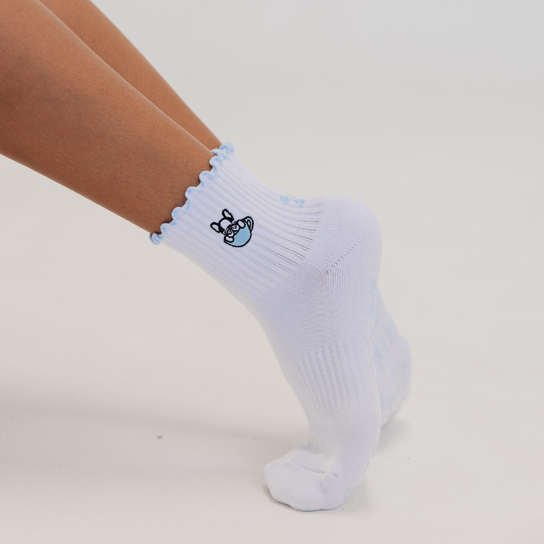 Almla Active - French Bulldog Embroidered Pilates Socks Frenchie Paw Grips