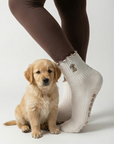 Almla Active - Golden Retriever Ruffle Pilates Socks Brown Paw Shaped Grips