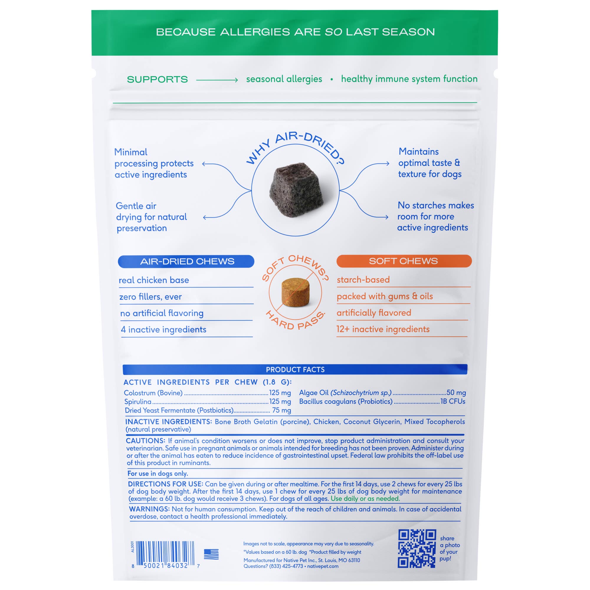 Native Pet - Allergy &amp; Immune Chews, an Allergy &amp; Itch Relief Supplement : 90 chews