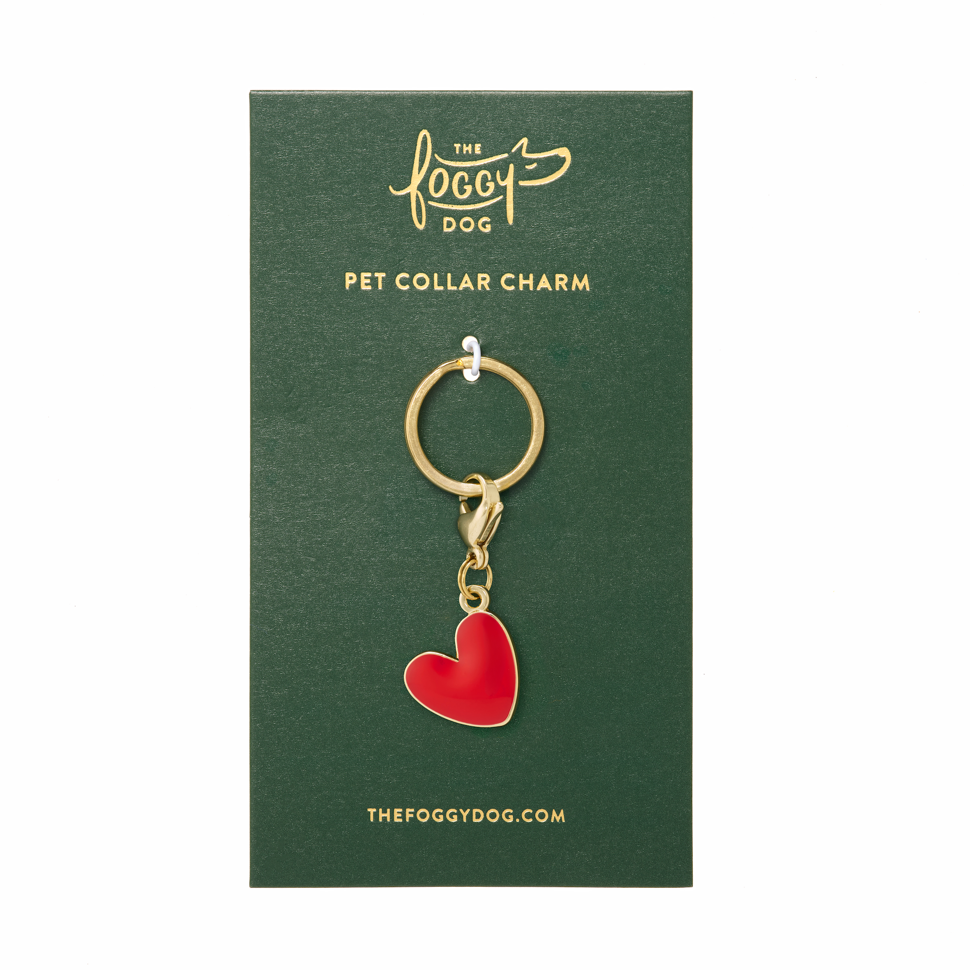 The Foggy Dog - Red Heart Collar Charm: Charm Only
