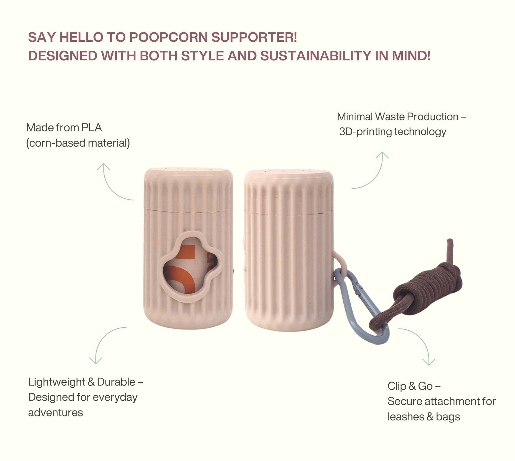POOPCORN - Poopcorn Supporter – 3DPrinted Poop Bag Dispenser: BABY PINK