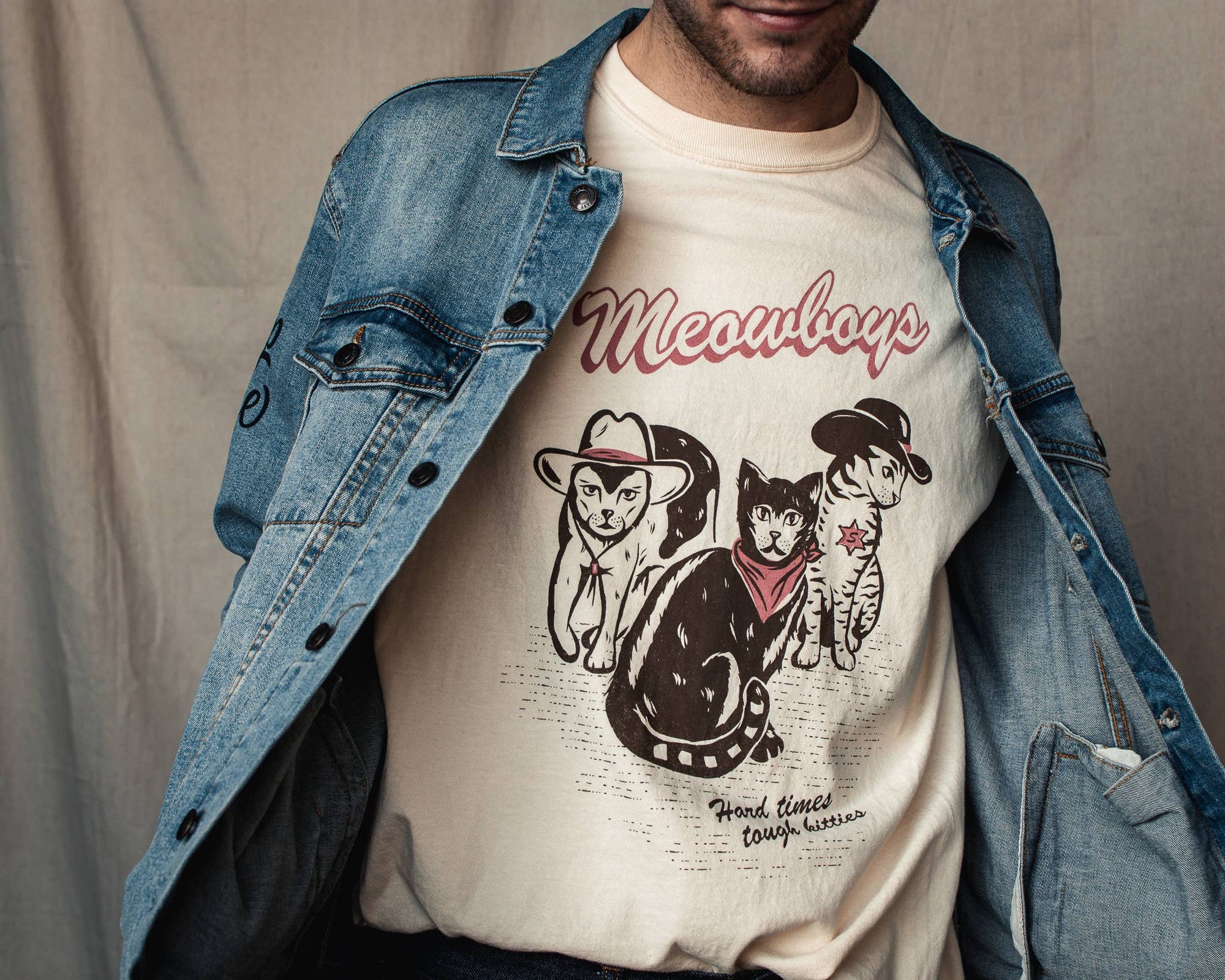 Shop Good - Meowboys Western Tee: Cream / S