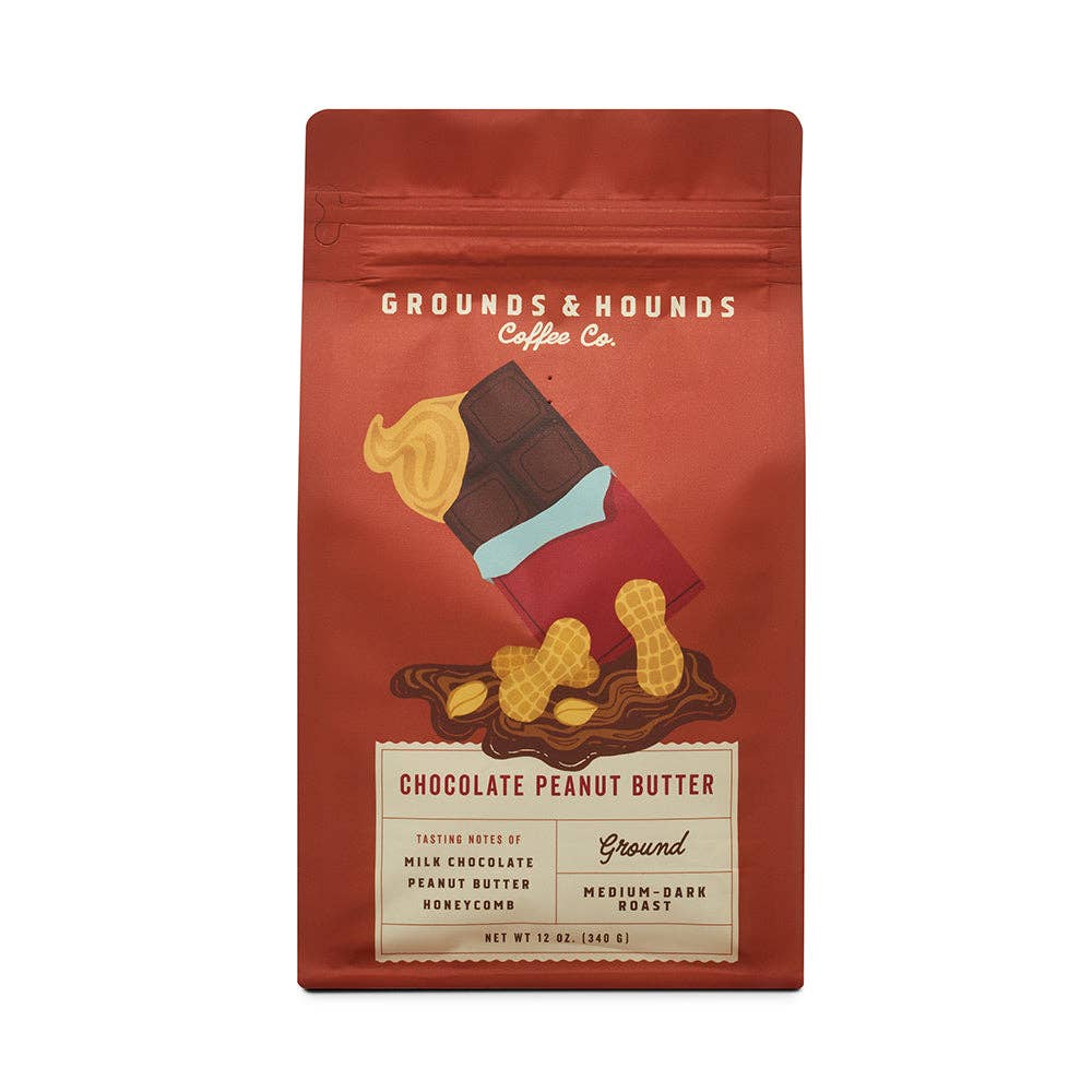 Grounds &amp; Hounds Coffee Co. - Chocolate Peanut Butter Flavored Coffee: Whole Bean