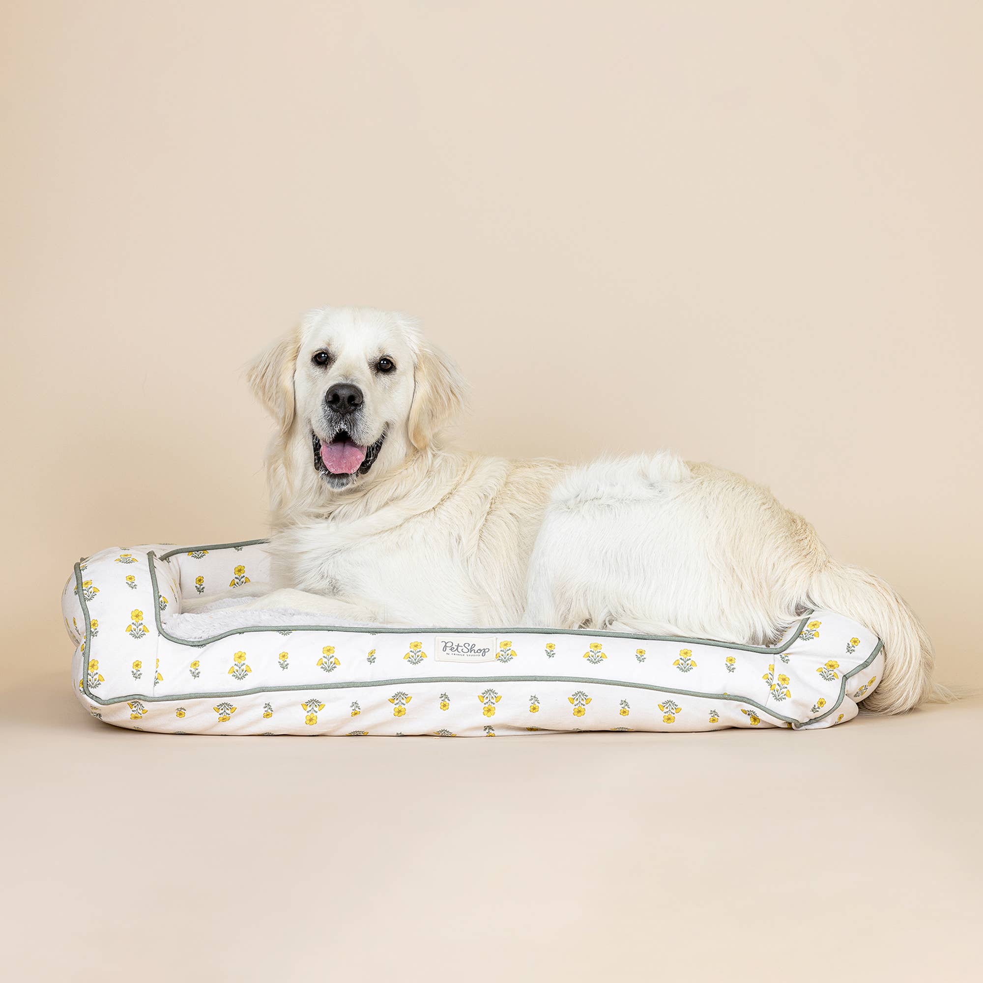 Petshop by Fringe Studio - BLOCK PRINT MARIGOLD LARGE COUCH PET BED
