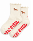 Almla Active - Dachshund Embroidered Pilates Socks Red Paw Grips