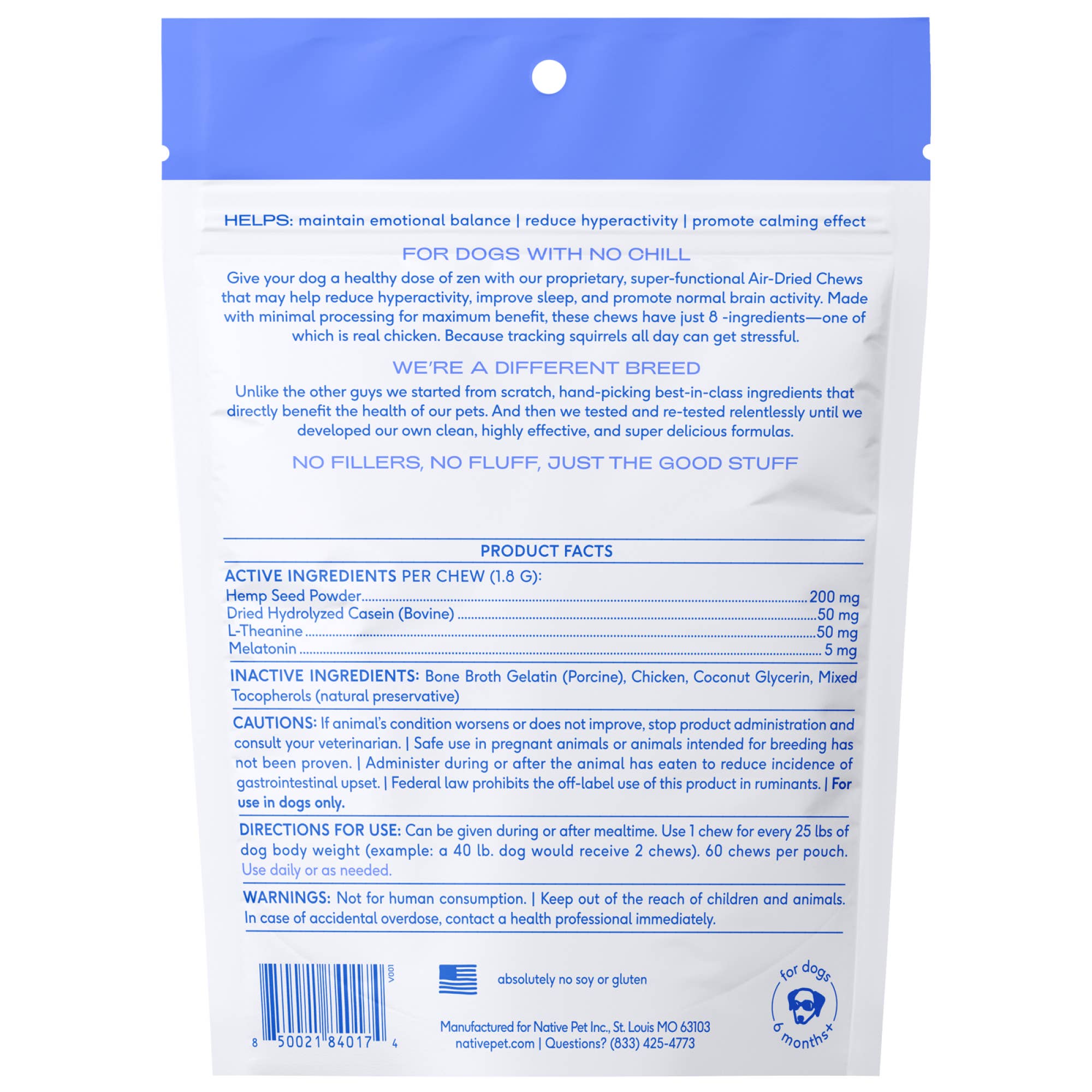 Native Pet - Calm Chews Anxiety &amp; Calming Supplement for Dogs: 30ct