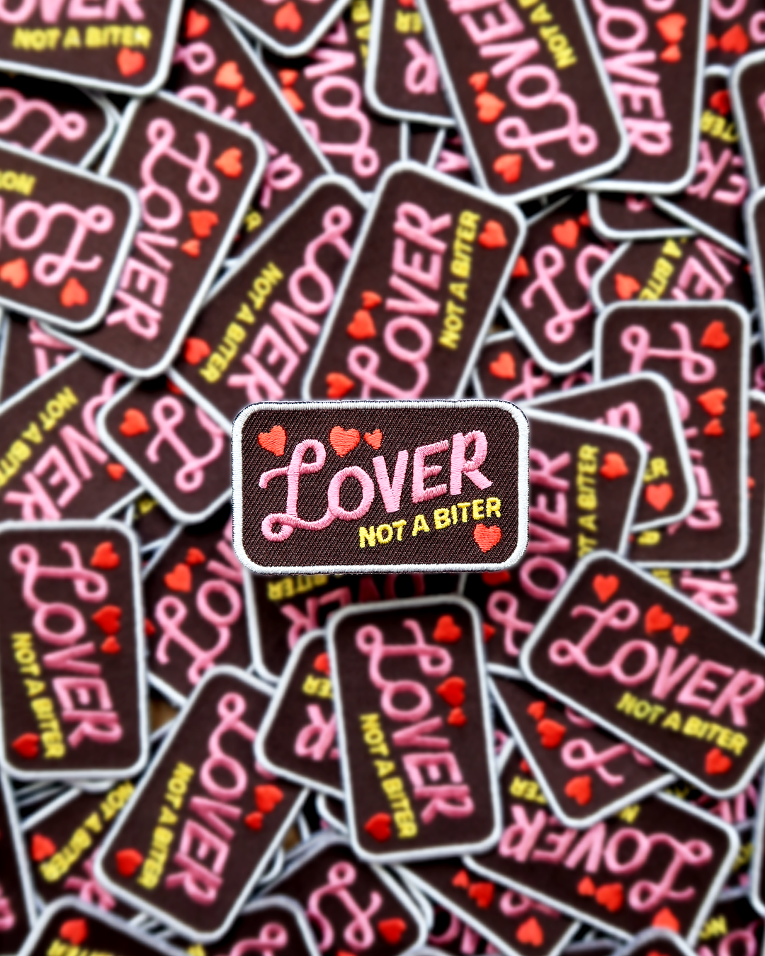 Scout's Honour Pty Ltd - Lover not a Biter iron-on patch for dogs and cats