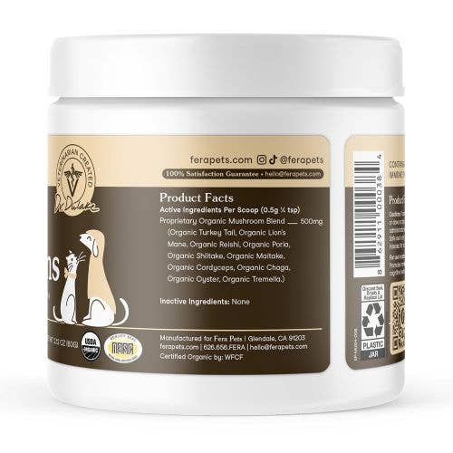 Fera Pets - USDA Organic Mushrooms - Immune Support for Dogs and Cats