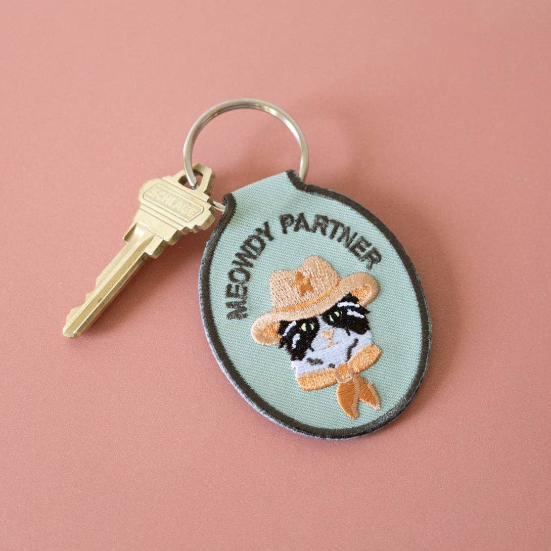 Lindy Stark Designs - Meowdy Partner Embroidered Keychain
