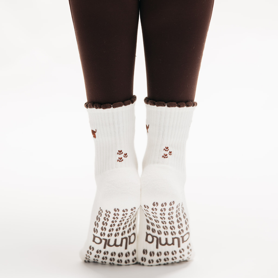 Almla Active - Dachshund &amp; Espresso Martini Double Sided Pilates Grip Sock: One Size