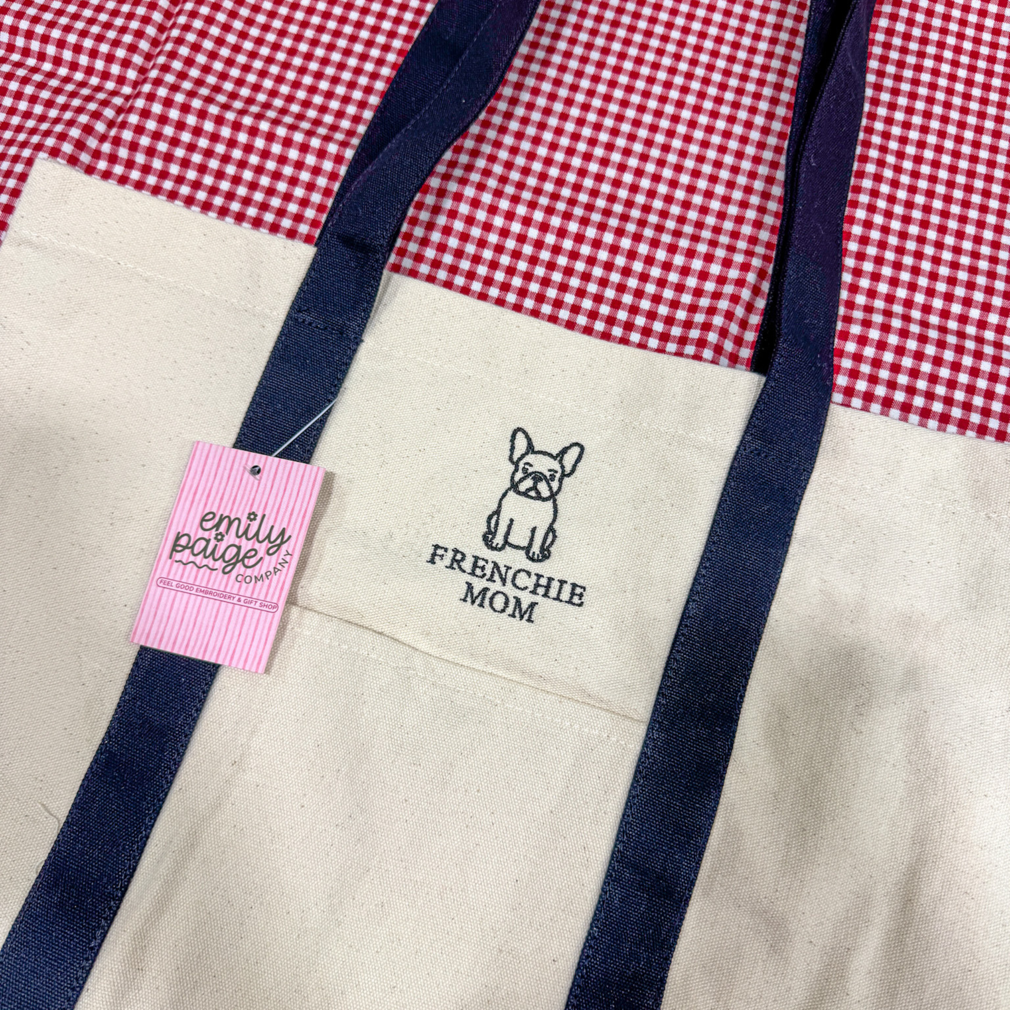 Emily Paige Company - Frenchie Mom Embroidered Canvas Tote Bag