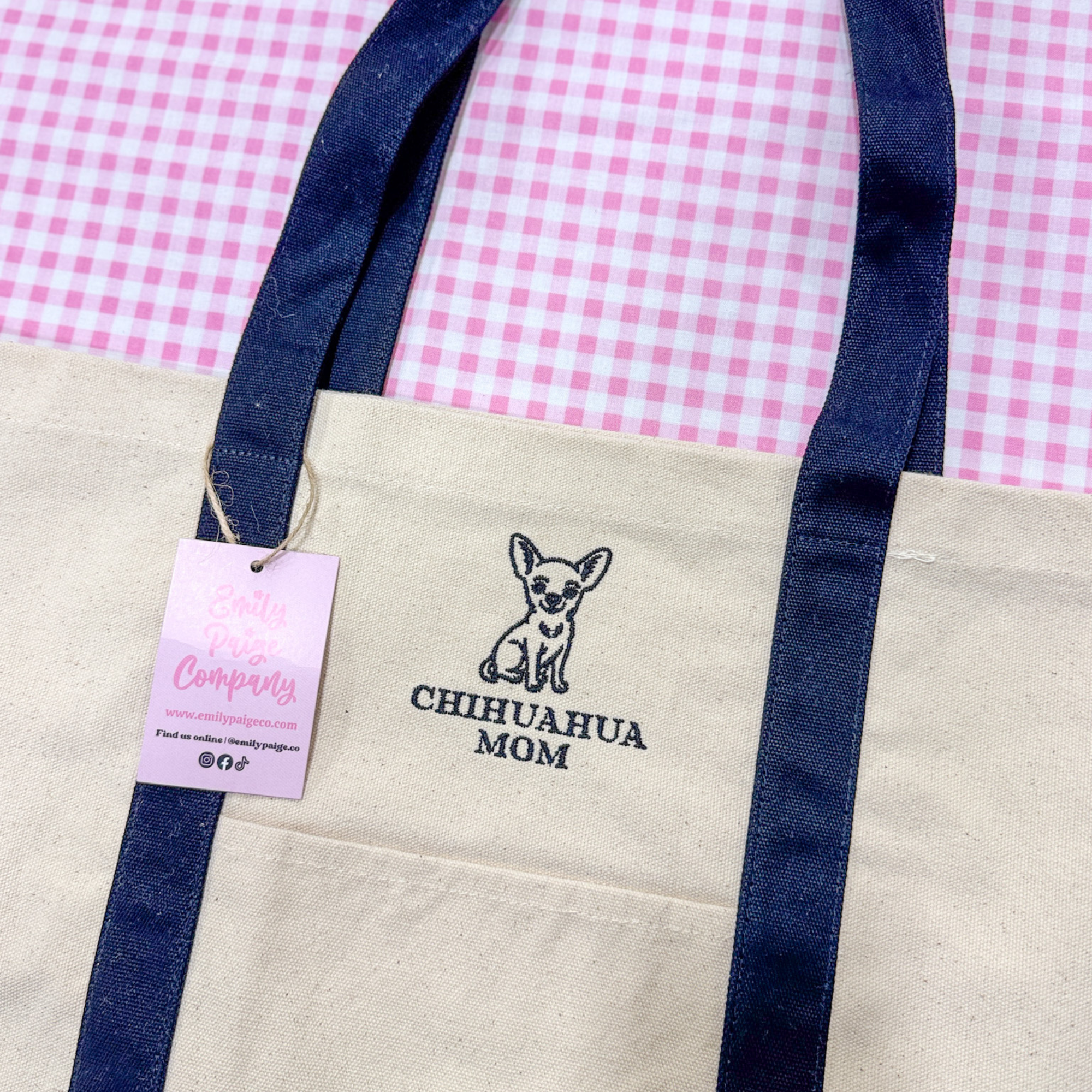 Emily Paige Company - Chihuahua Mom Embroidered Canvas Tote Bag