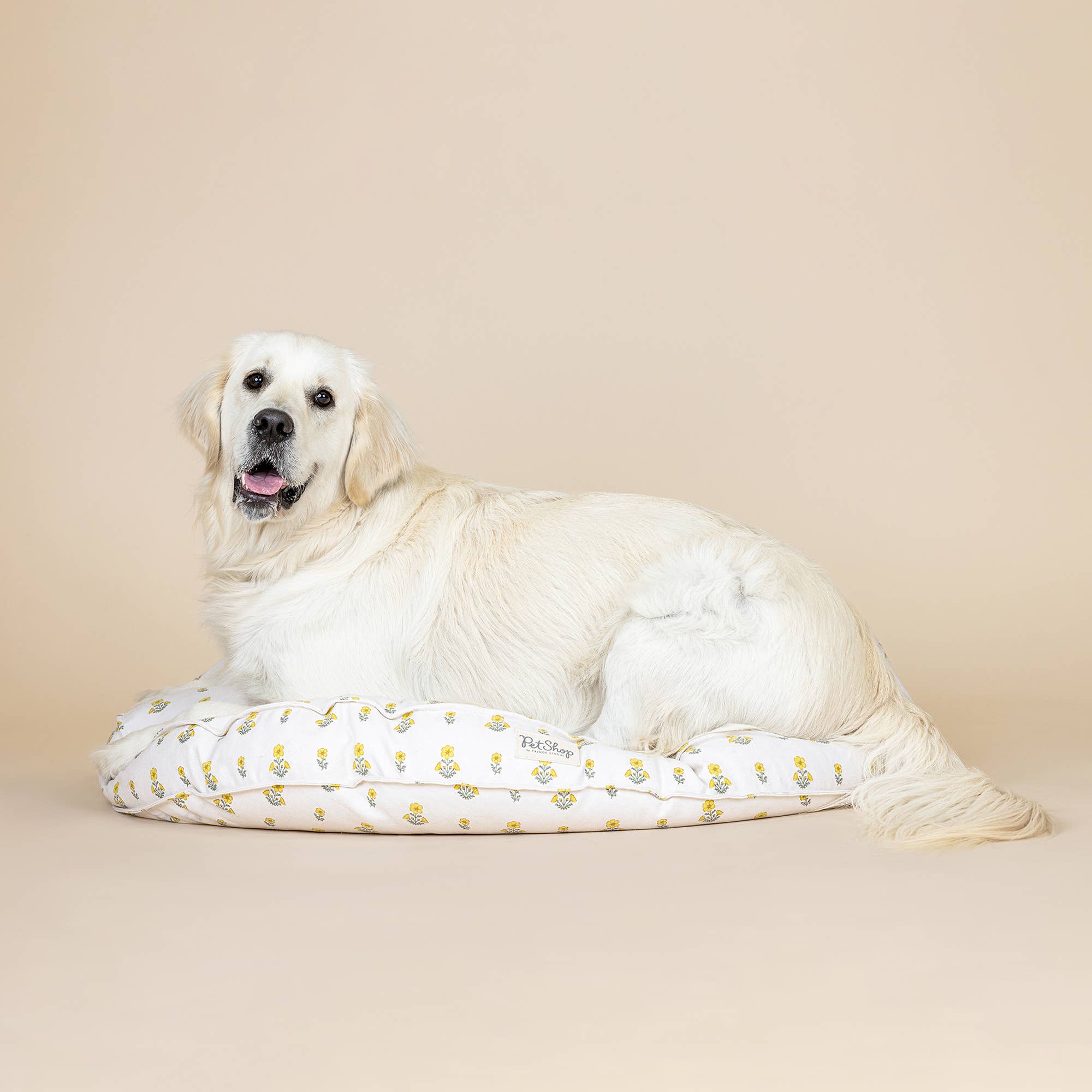 Petshop by Fringe Studio - BLOCK PRINT MARIGOLD LARGE ROUND PET BED