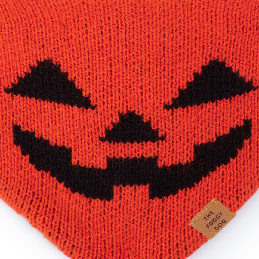 The Foggy Dog - Jack-o’-Lantern Knit Dog Bandana