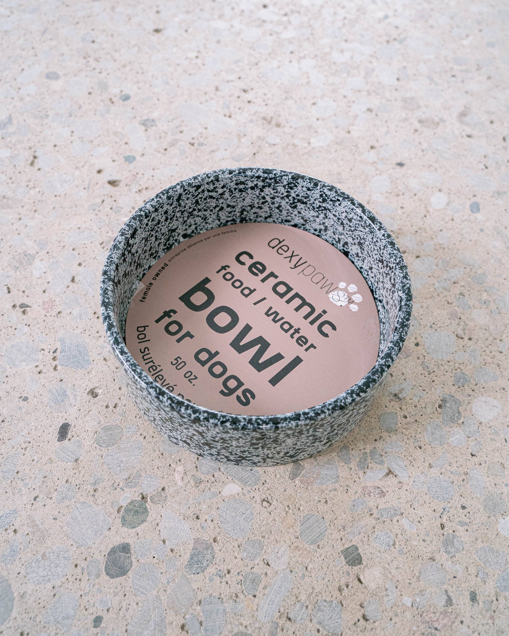 dexypaws - Salt &amp; Pepper Ceramic Dog Bowl: 6.3 Inches