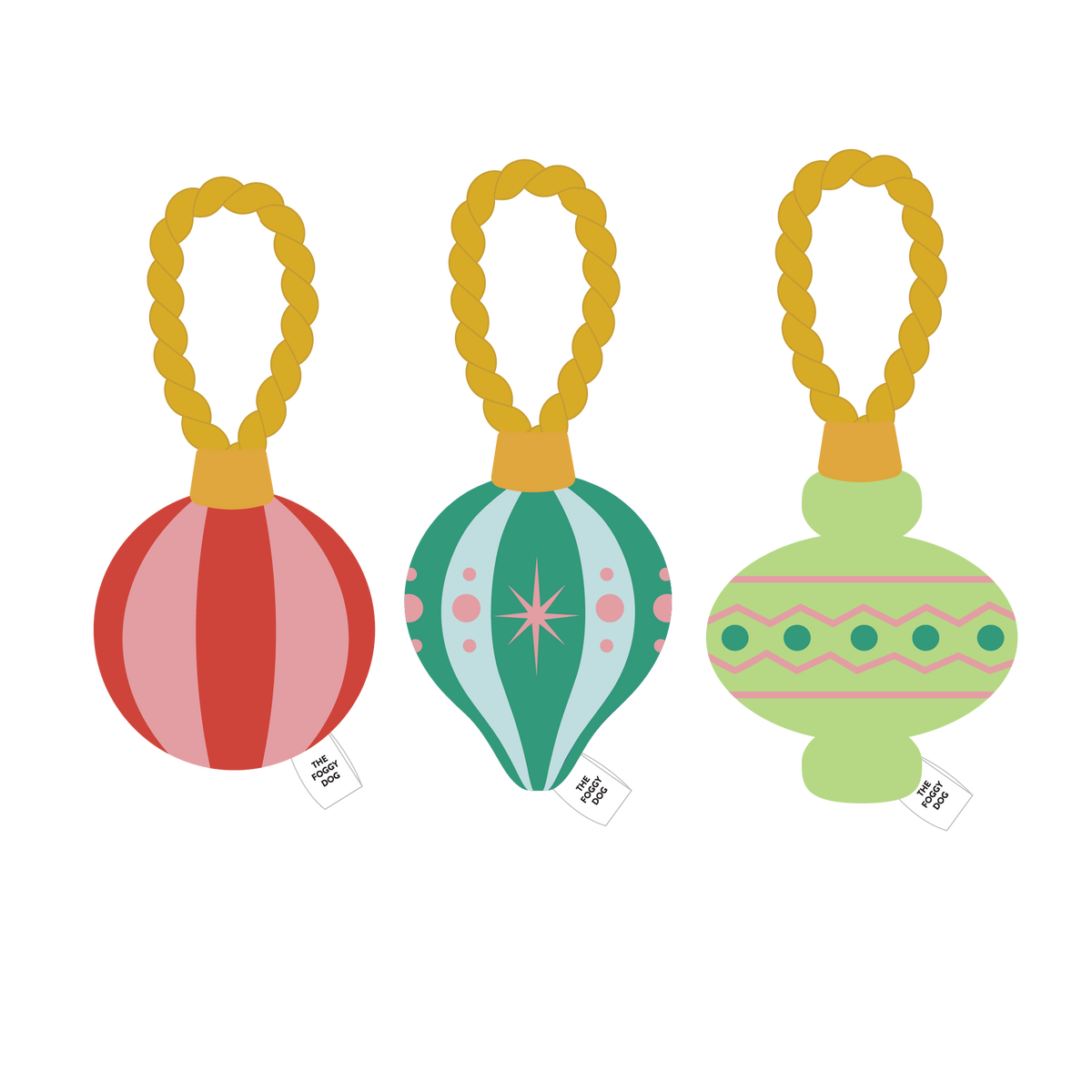 The Foggy Dog - Christmas Ornament Boxed Dog Toy Set