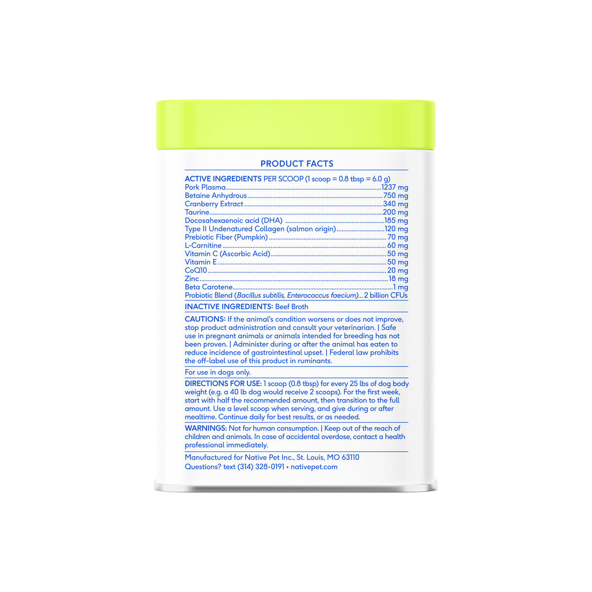 Native Pet - Senior Daily 12-in-1 Multivitamin Powder Supplement for Dogs: 30 scoops