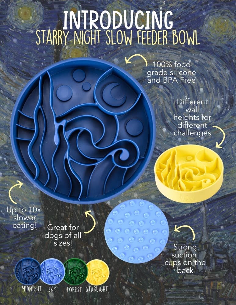 Happy Dingos - Starry Night Slow Feeder Bowl: Midnight