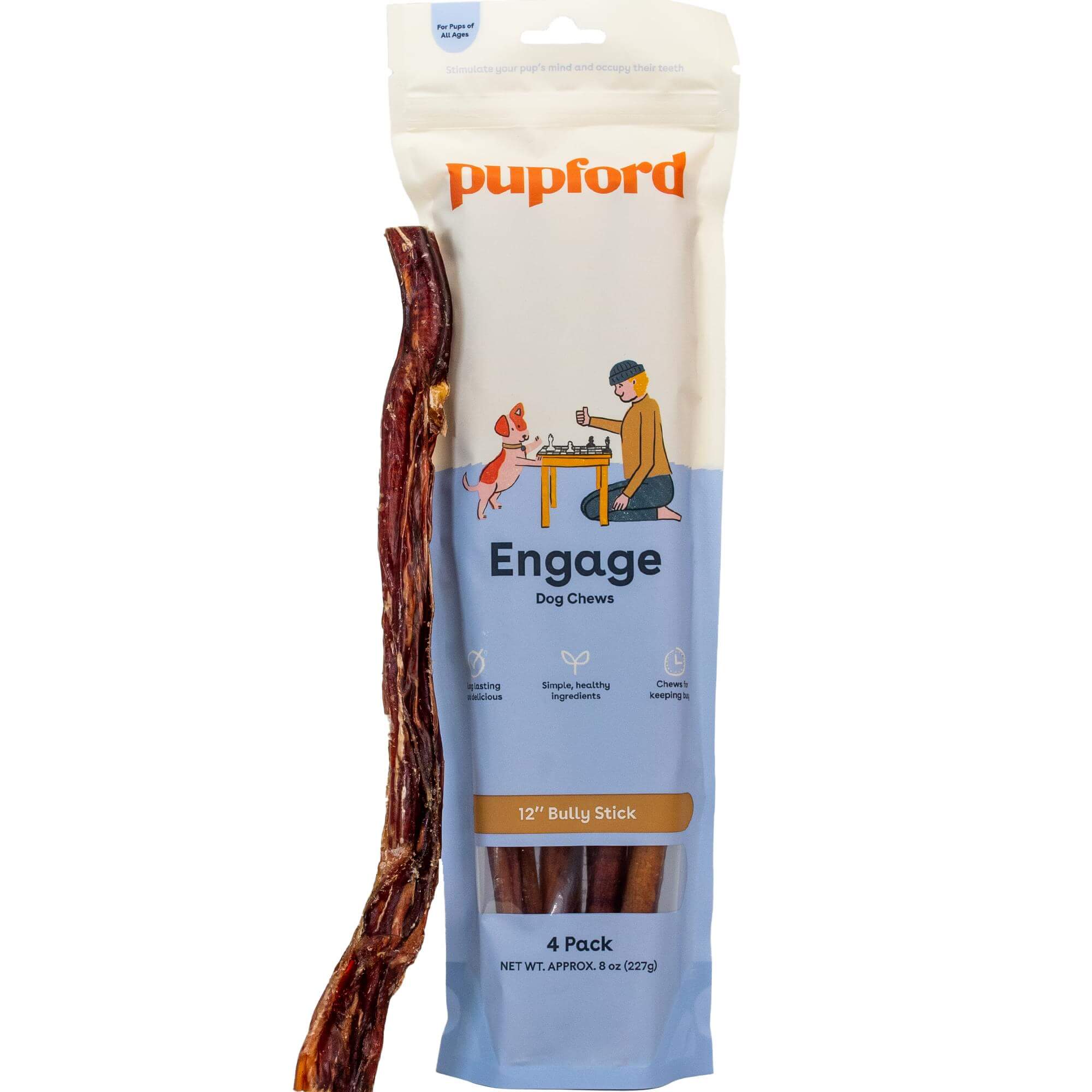 Pupford - Bully Stick Dog Chew 12" 4 Pack