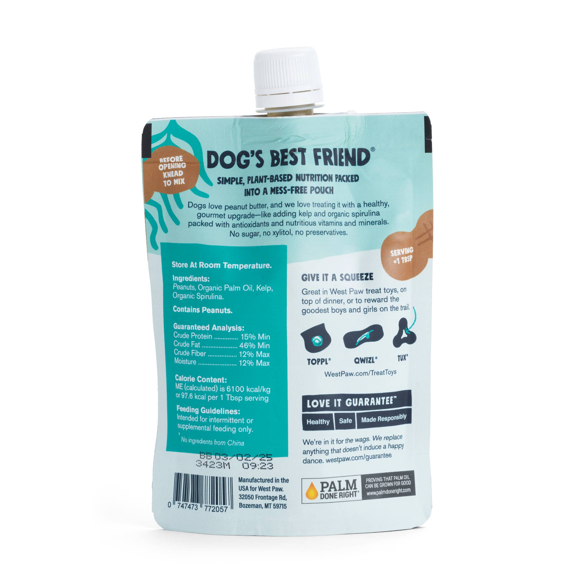 West Paw - Peanut Butter, Kelp &amp; Spirulina Creamy Dog Treat