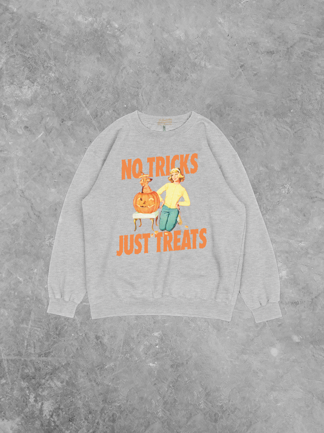 The Clandestine Underground - No Tricks Just Treats Recycled Relaxed American Apparel Sweatshirt: Heather Grey