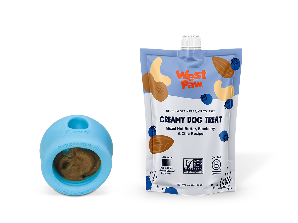 West Paw - Nut Butter, Blueberry, and Chia Seed Creamy Dog Treat: Case of 6