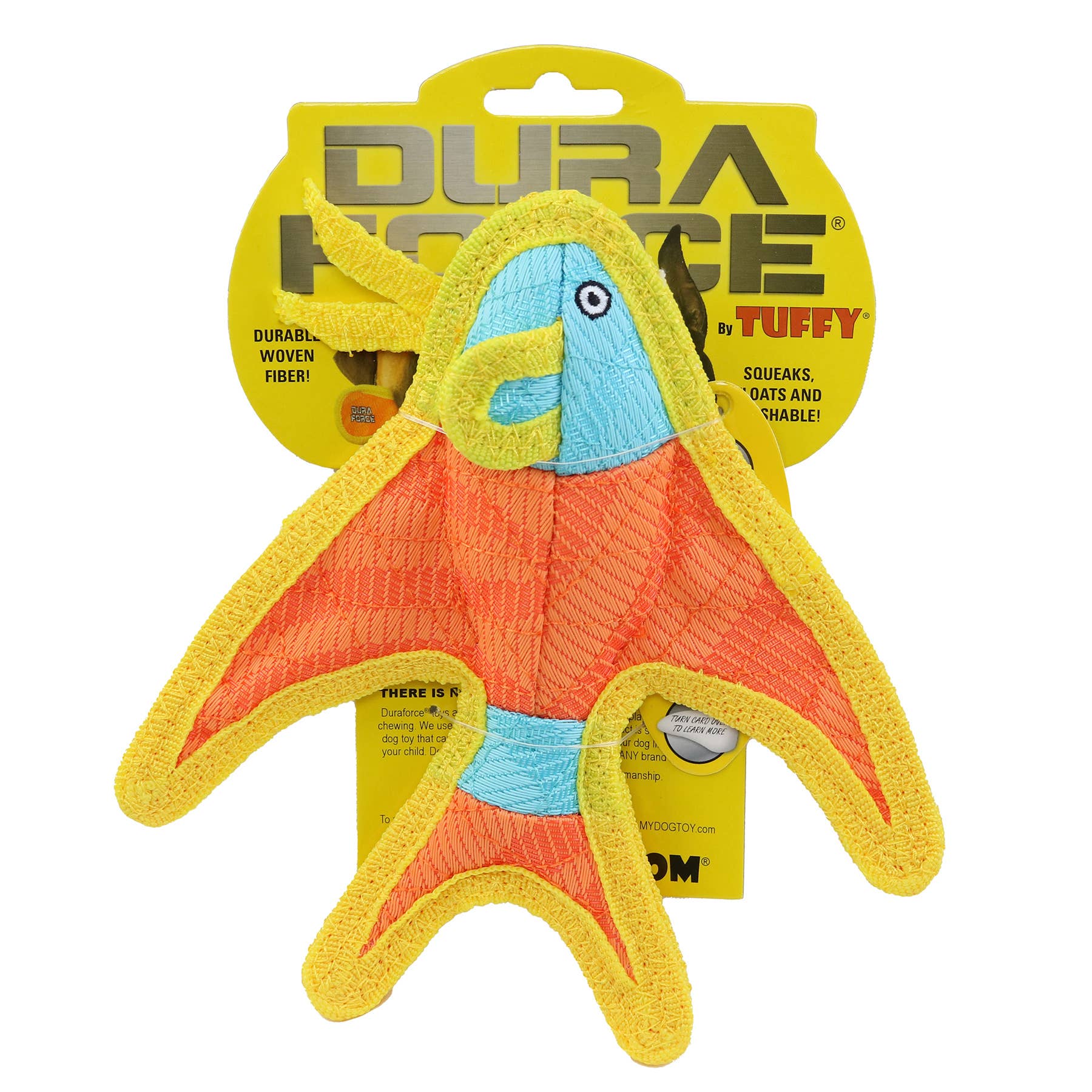 Tuffy Dog Toys - VIP Products - DuraForce Jr Angel Fish - Orange, Durable, Squeaky Dog Toy