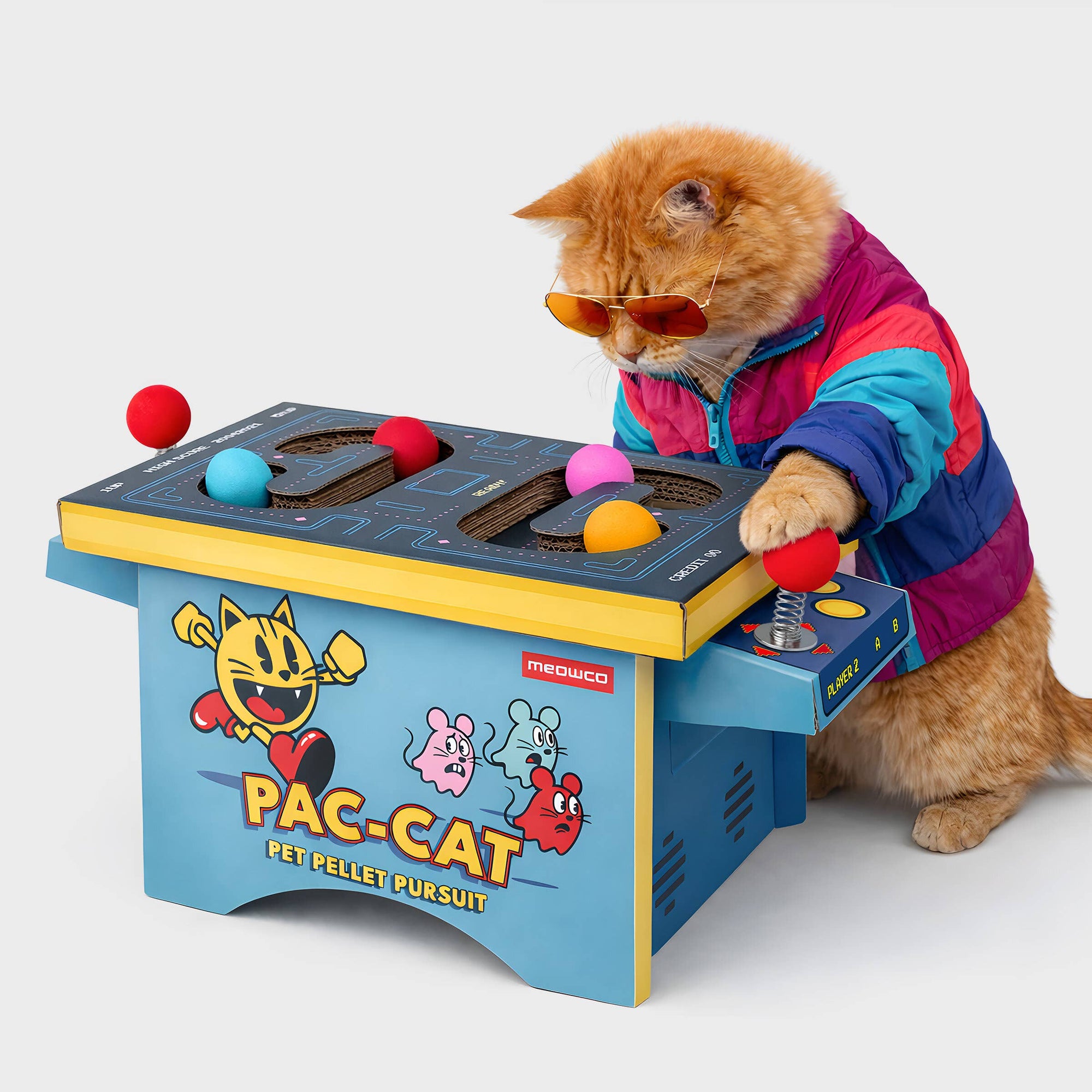 SUCK UK Ltd - USA - Cat Toy Arcade - Cardboard PacMan inspired arcade machine