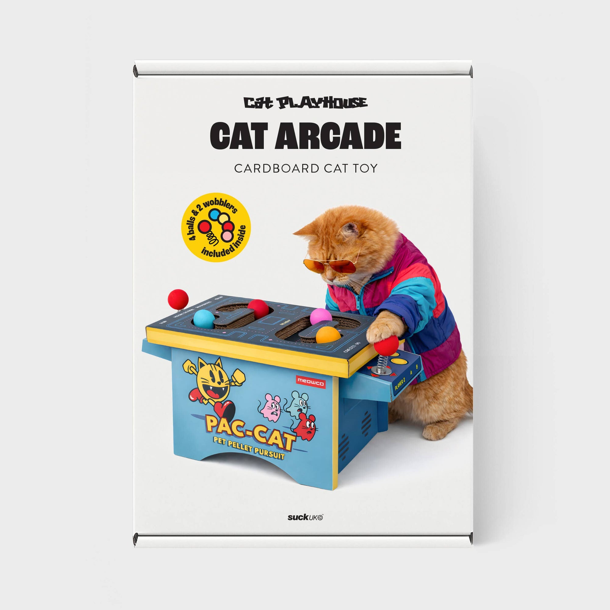 SUCK UK Ltd - USA - Cat Toy Arcade - Cardboard PacMan inspired arcade machine