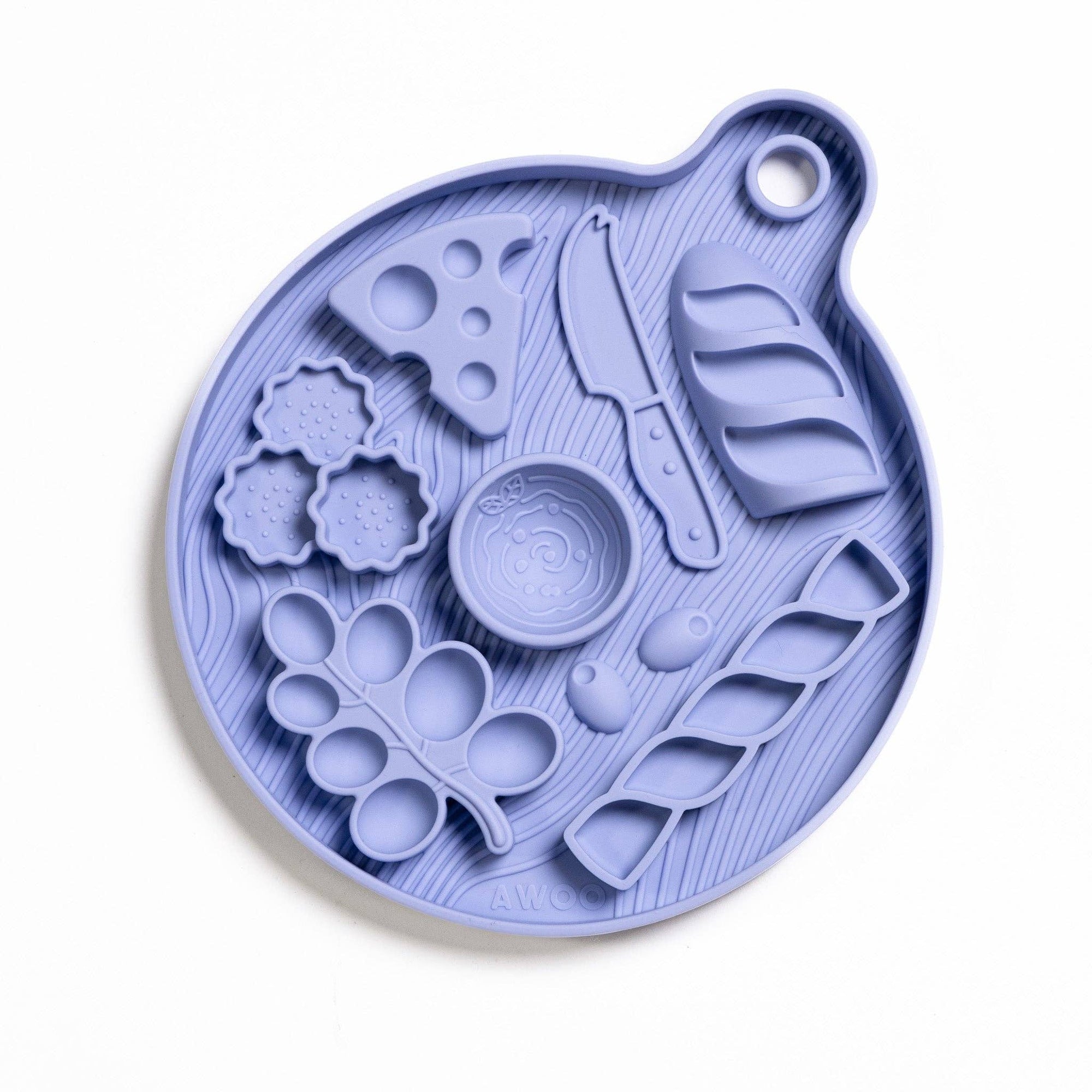 Awoo - Smorgasboard Charcuterie Lick Mat &amp; Slow Feeder: Misty Blue