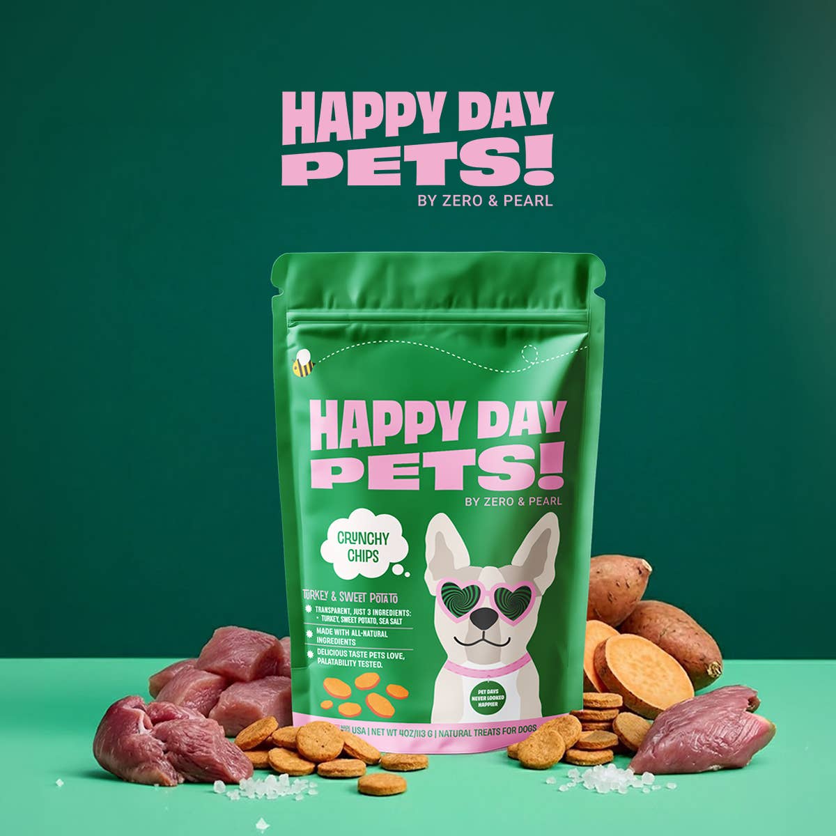 Happy Day Pets - Happy Day Pets Turkey &amp; Sweet Potato Chips Dog Treats